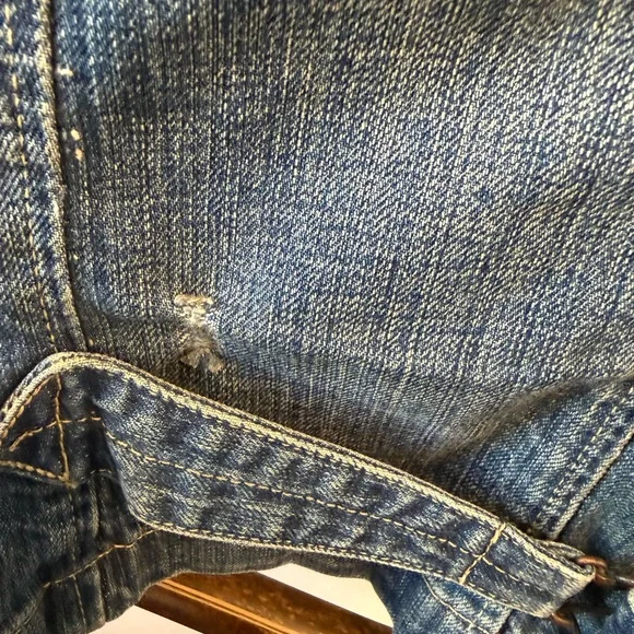 Ralph Lauren Polo Jeans Vintage Distressed Blue Military-Style Denim Jacket - Picture 6 of 6